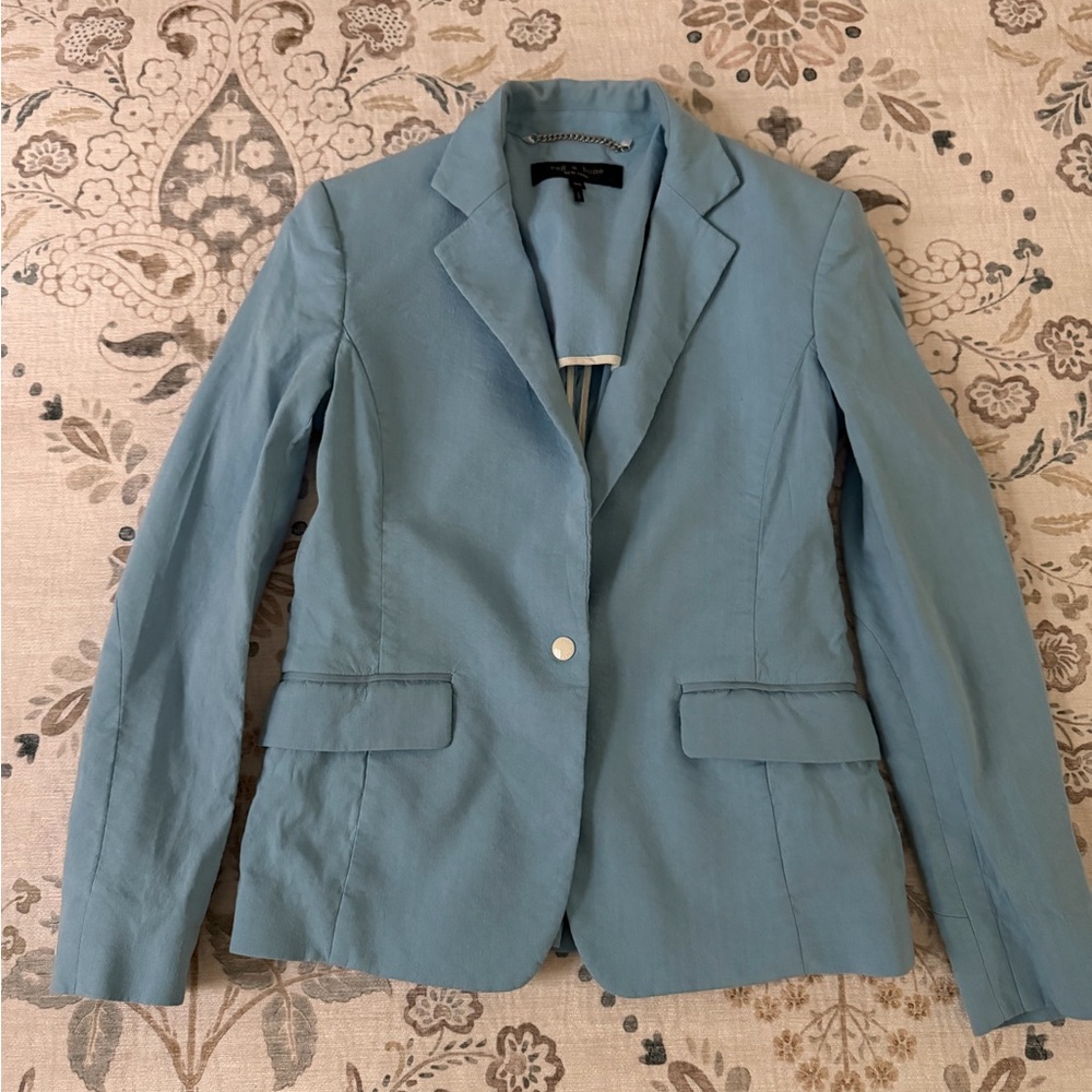 Rag&Bone Linen Light Blue Women’s Tailored Blazer Jacket